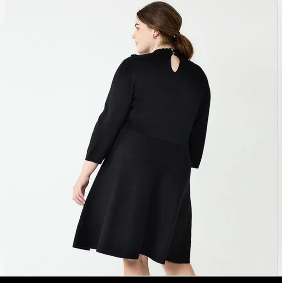 Draper James RSVP Elbow Sleeve Sweater Dress, Black, Plus Size 3X - Picture 2 of 3